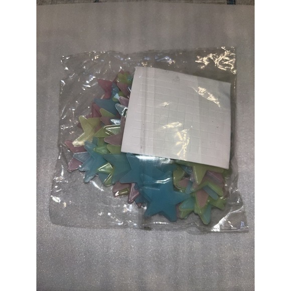 Glow in the Dark Ceiling Stars Multi Color PastelWith Glue Tabs. New In Package - Picture 2 of 2
